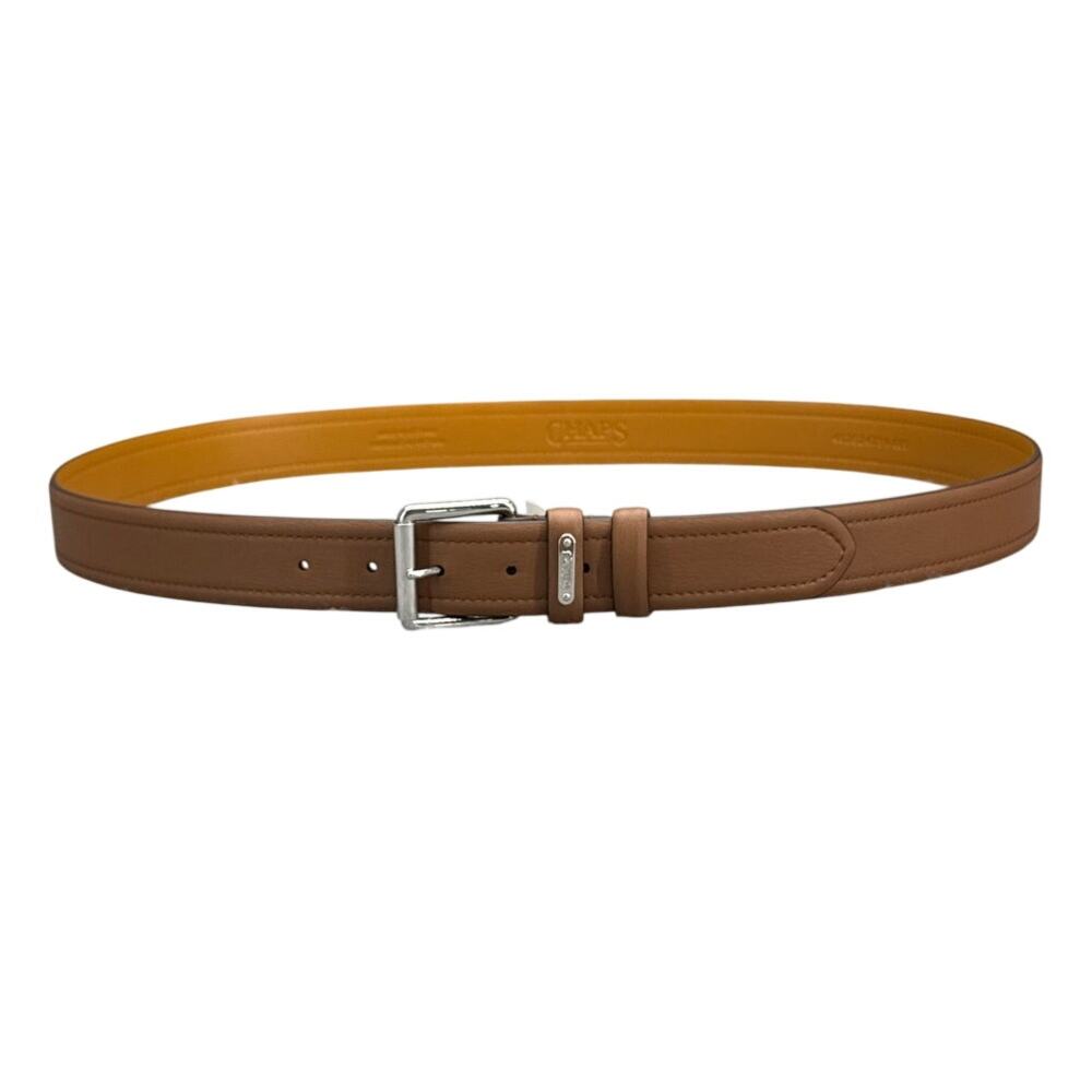 Chaps Bourbon Tan Leather Silver Buckle Dress Belt Men Size XXL 42"